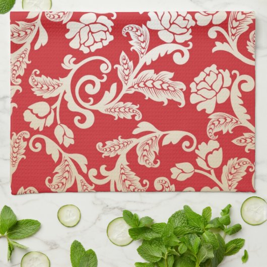 Damastblumenhintergrundmuster Handtuch (Gefaltet)