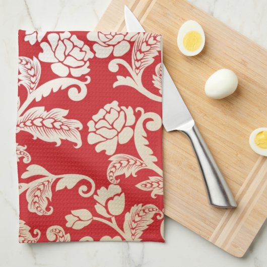 Damastblumenhintergrundmuster Handtuch (Viertel Falte)