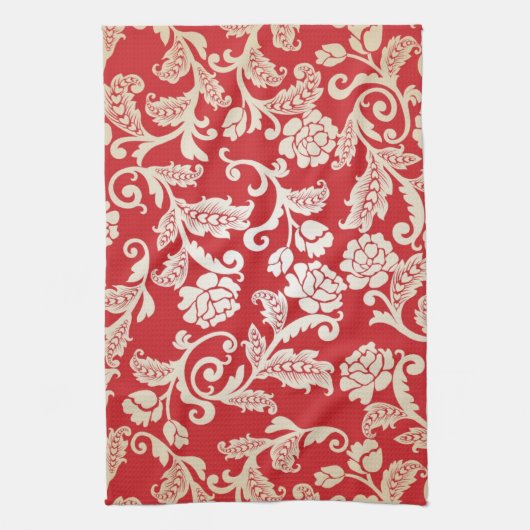 Damastblumenhintergrundmuster Handtuch (Vertikal)