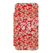 Damastblumenhintergrundmuster Incipio iPhone Geldbeutel-Hülle (Folio Vorderseite)