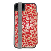 Damastblumenhintergrundmuster Incipio iPhone Geldbeutel-Hülle (Folio Rückseite)