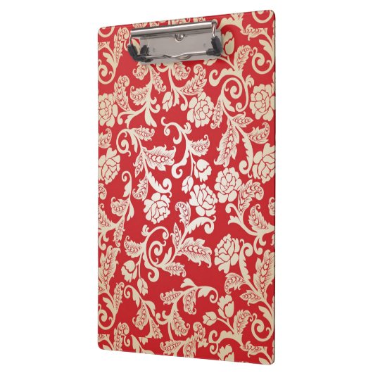 Damastblumenhintergrundmuster Klemmbrett (Links)