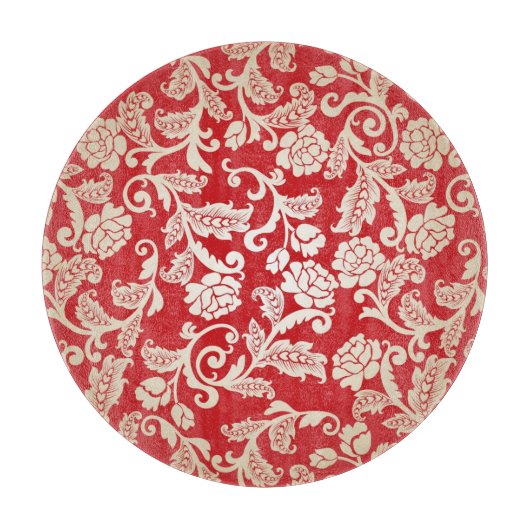 Damastblumenhintergrundmuster Schneidebrett (Vorderseite)