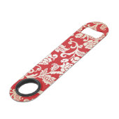 Damastblumenhintergrundmuster Speed Flaschenöffner (Vorderseite Schrägansicht)