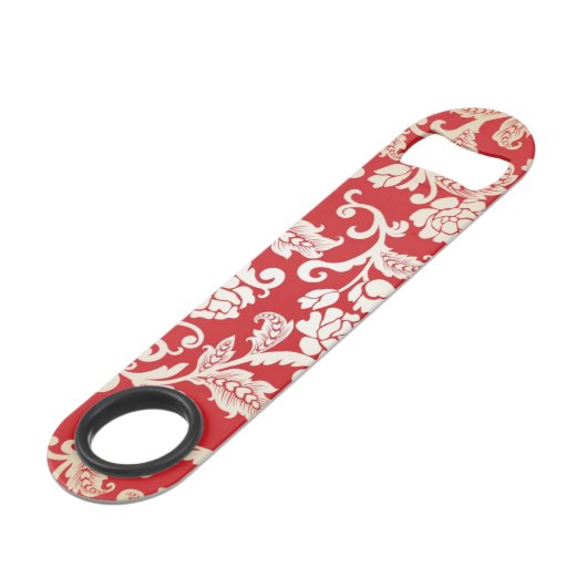 Damastblumenhintergrundmuster Speed Flaschenöffner (Vorderseite Schrägansicht)