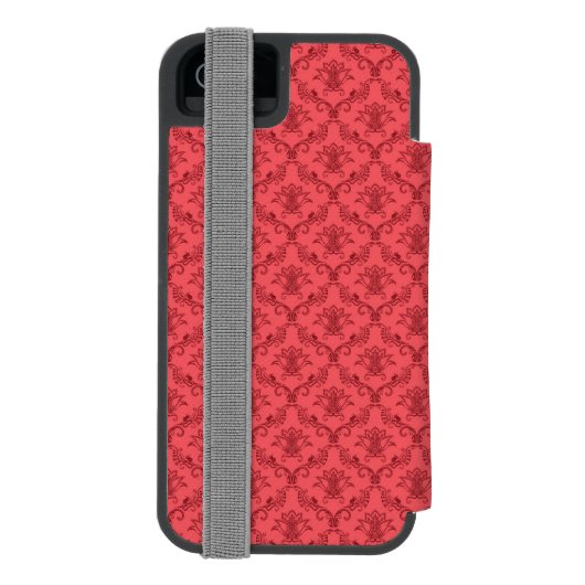 Damastblumenmuster Incipio iPhone Geldbeutel-Hülle (Folio Rückseite)