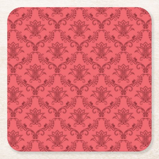 Damastblumenmuster Rechteckiger Pappuntersetzer (Vorderseite)