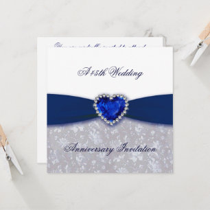 Damastene 45. Hochzeitstag Einladung