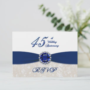Damastene 45. Hochzeitstag Einladung