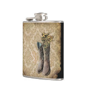 Damastgänseblümchen Westernland-Cowboystiefel Flachmann (Links)