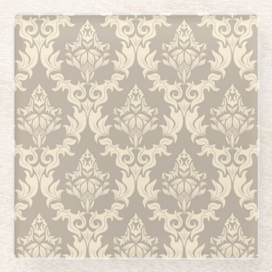 Damasthintergrund Glasuntersetzer (Vorderseite)