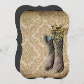 Damastlavendel Westernland-Cowboystiefel Einladung (Vorne/Hinten)