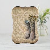 Damastlavendel Westernland-Cowboystiefel Einladung (Stehend Vorderseite)