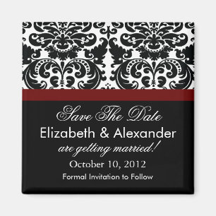 Damastmerlot-Rot-Save the Date Magnet