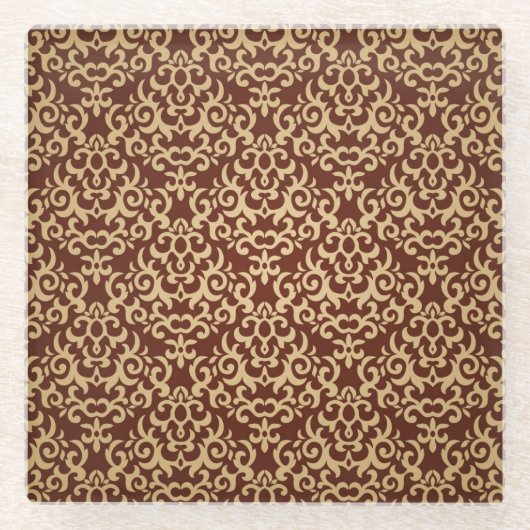 Damastmuster auf Steigungshintergrund Glasuntersetzer (Vorderseite)