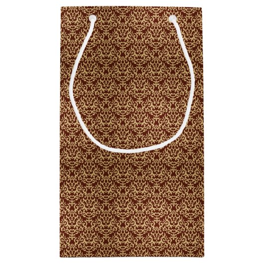 Damastmuster auf Steigungshintergrund Kleine Geschenktüte (Rückseite)