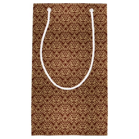 Damastmuster auf Steigungshintergrund Kleine Geschenktüte (Vorderseite)