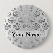 Damastmuster des silbernen Graus Button (Vorderseite)
