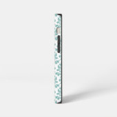 Damastmuster Feuille Teal iPhone Hülle (Linke Seite)