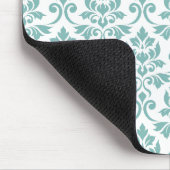 Damastmuster Feuille Teal Mousepad (Ecke)