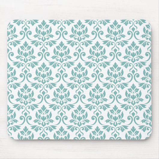 Damastmuster Feuille Teal Mousepad (Vorne)