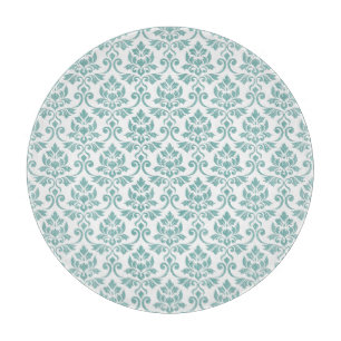 Damastmuster Feuille Teal Schneidebrett
