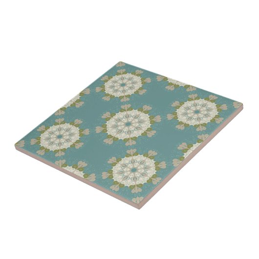 Damastmuster mit abstrakten Elementen Fliese (Seite)