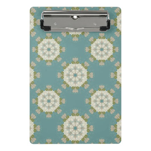 Damastmuster mit abstrakten Elementen Mini Klemmbrett (Vorderseite)