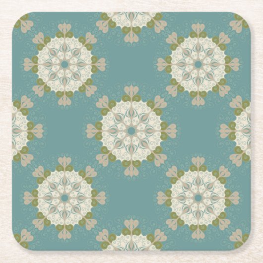 Damastmuster mit abstrakten Elementen Rechteckiger Pappuntersetzer (Vorderseite)