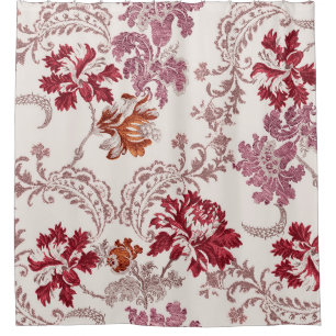 Damastmuster mit Blume und Vintagem Wandteppich Duschvorhang
