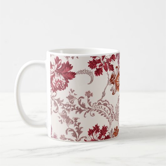 Damastmuster mit Blume und Vintagem Wandteppich Kaffeetasse (Links)