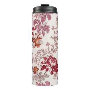 Damastmuster mit Blume und Vintagem Wandteppich Thermosbecher