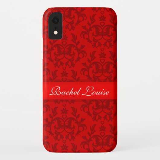 Damastrot addieren Ihren eigenen Namensiphone Fall Case-Mate iPhone Hülle (Rückseite)