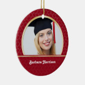 Damastrot und GoldAbschluss-Foto Verzierung Keramik Ornament (Rechts)