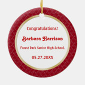 Damastrot und GoldAbschluss-Foto Verzierung Keramikornament (Hinten)