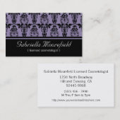 Damastschwarze lila Cosmetologist-Geschäfts-Karten Visitenkarte (Vorne/Hinten)