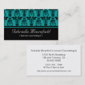 Damastschwarzer aquamariner Cosmetologist Visitenkarte (Vorne/Hinten)