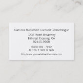 Damastschwarzer aquamariner Cosmetologist Visitenkarte (Rückseite)