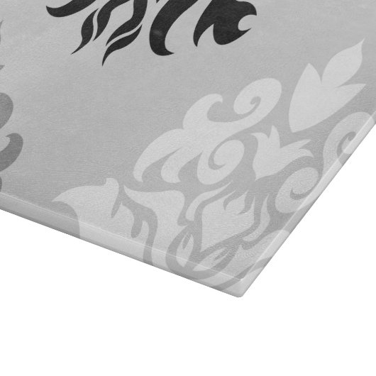 Damastverziertes Montage-Monochrom I Schneidebrett (Ecke)