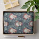 Damaszener Muster mit Weihnachtsmann-Gesichtern Seidenpapier (Geschenk)