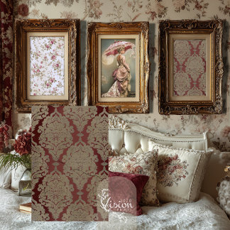 Damaszener-Rose Crimson Gold Barock Damaszener Seidenpapier