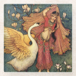 „Damayanti und der Schwan“ von Warwick Goble Glasuntersetzer