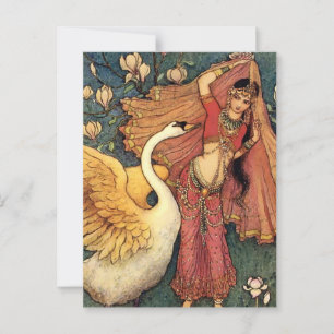 „Damayanti und der Schwan“ von Warwick Goble Postkarte