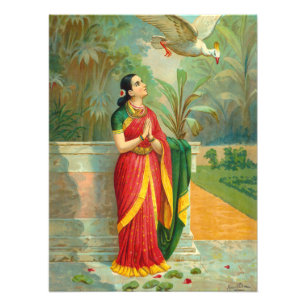 Damayanti und die Swan von Raja Ravi Varma Fotodruck