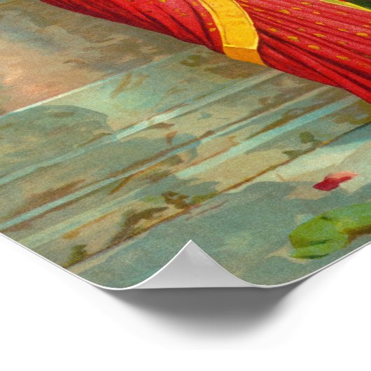 Damayanti und die Swan von Raja Ravi Varma Poster (Ecke)