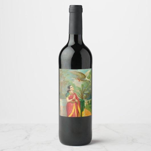 Damayanti und die Swan von Raja Ravi Varma Weinetikett (Vorderseite)