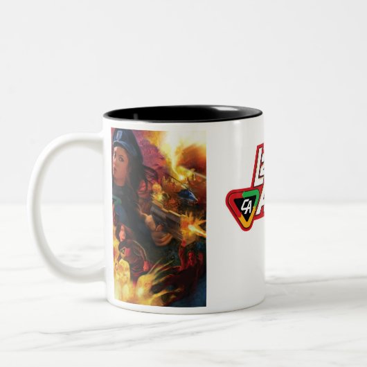 Dame Action Coffee Mug Zweifarbige Tasse (Links)