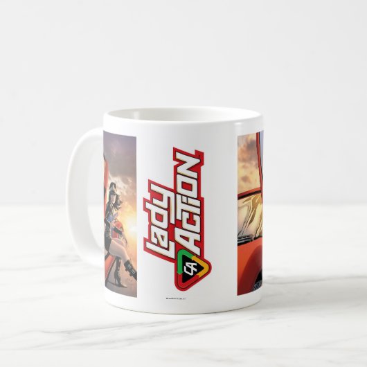 Dame Action Mug - Grafik Pauls Gulacy Kaffeetasse (Vorderseite Links)