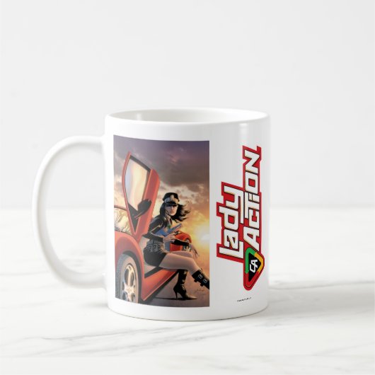 Dame Action Mug - Grafik Pauls Gulacy Kaffeetasse (Links)