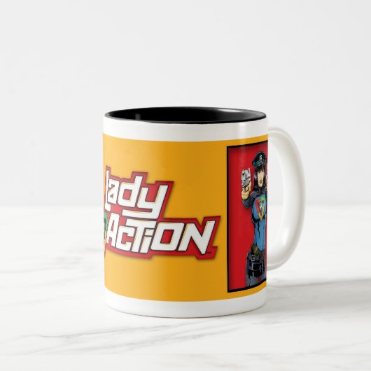 Dame Action Mug Zweifarbige Tasse (VorderseiteRechts)